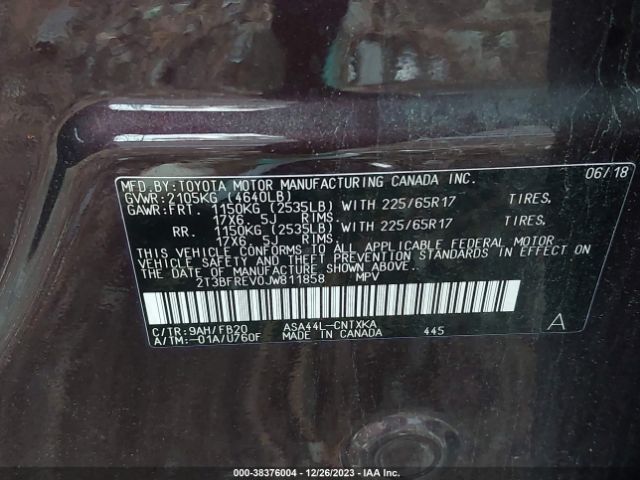 Photo 8 VIN: 2T3BFREV0JW811858 - TOYOTA RAV4 