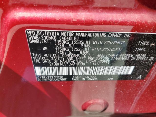 Photo 12 VIN: 2T3BFREV1JW818138 - TOYOTA RAV4 LE 