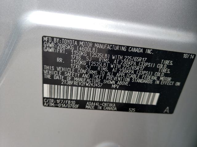 Photo 9 VIN: 2T3BFREV2FW243457 - TOYOTA RAV4 LE 