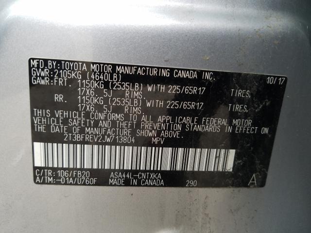 Photo 9 VIN: 2T3BFREV2JW713804 - TOYOTA RAV4 LE 