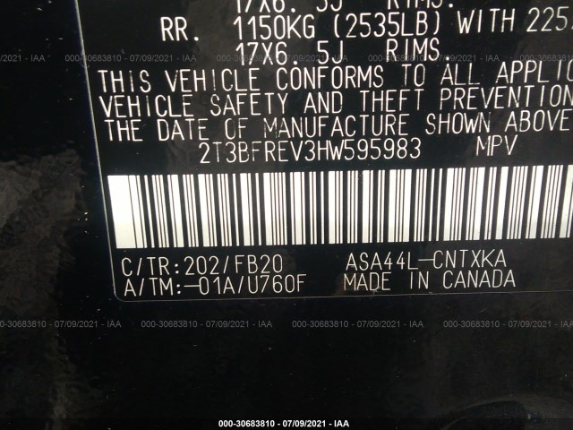 Photo 8 VIN: 2T3BFREV3HW595983 - TOYOTA RAV4 