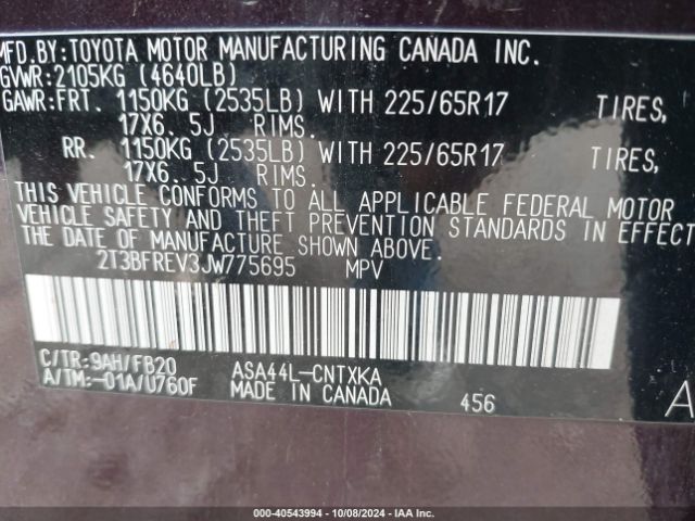 Photo 8 VIN: 2T3BFREV3JW775695 - TOYOTA RAV4 