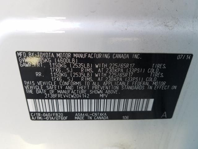 Photo 9 VIN: 2T3BFREV4EW204142 - TOYOTA RAV4 LE 