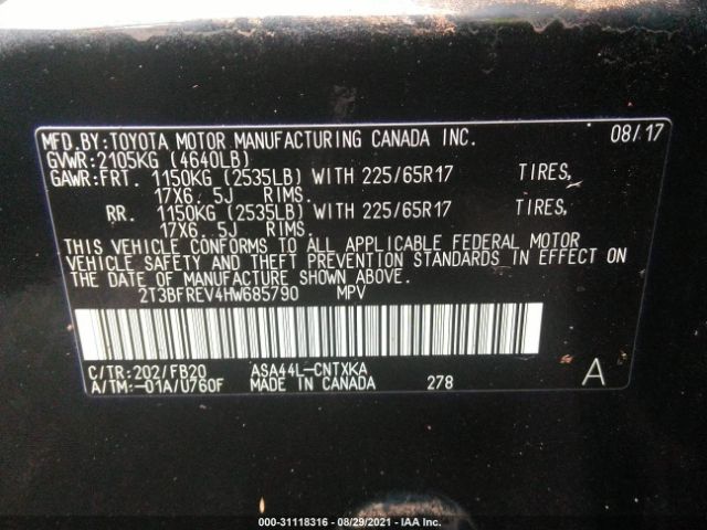 Photo 8 VIN: 2T3BFREV4HW685790 - TOYOTA RAV4 