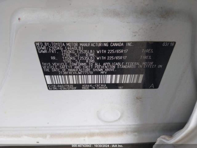 Photo 8 VIN: 2T3BFREV4JW777519 - TOYOTA RAV4 