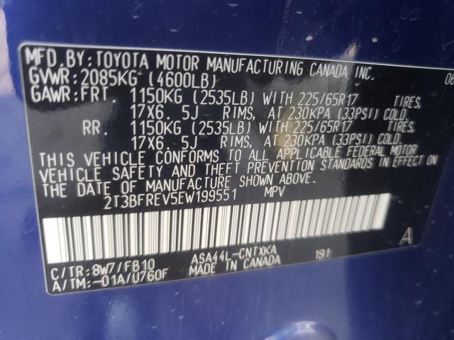 Photo 9 VIN: 2T3BFREV5EW199551 - TOYOTA RAV4 LE 