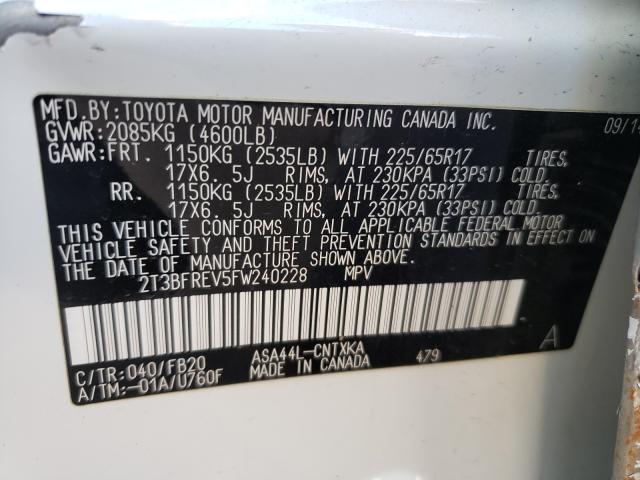 Photo 9 VIN: 2T3BFREV5FW240228 - TOYOTA RAV4 LE 