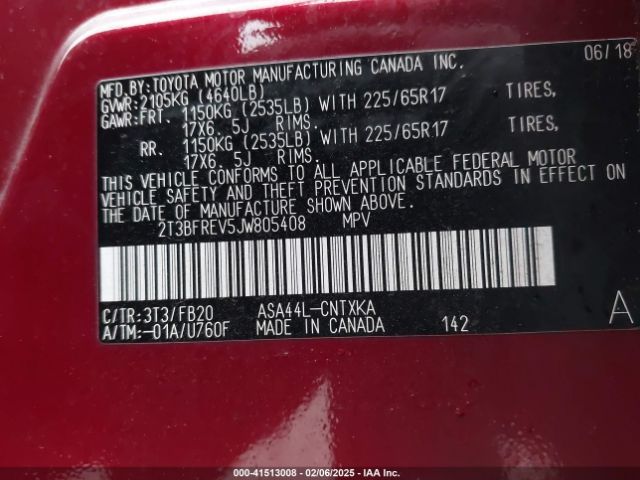 Photo 8 VIN: 2T3BFREV5JW805408 - TOYOTA RAV4 