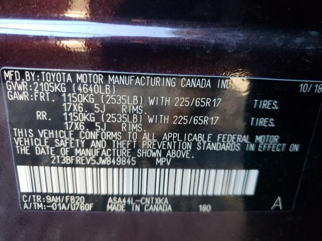 Photo 9 VIN: 2T3BFREV5JW849845 - TOYOTA RAV4 LE 