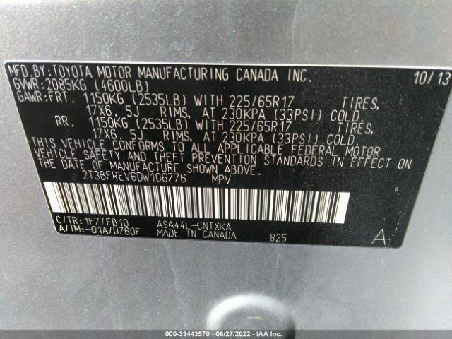 Photo 8 VIN: 2T3BFREV6DW106776 - TOYOTA RAV4 