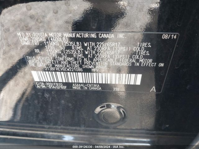 Photo 8 VIN: 2T3BFREV6EW221086 - TOYOTA RAV4 