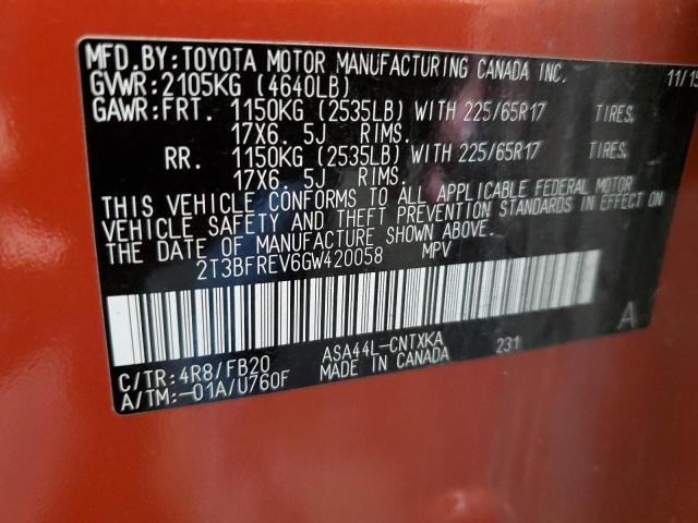 Photo 12 VIN: 2T3BFREV6GW420058 - TOYOTA RAV4 LE 