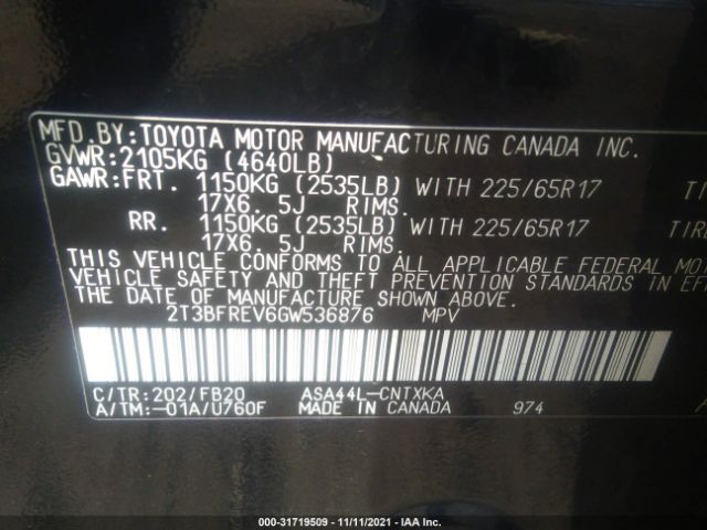 Photo 8 VIN: 2T3BFREV6GW536876 - TOYOTA RAV4 