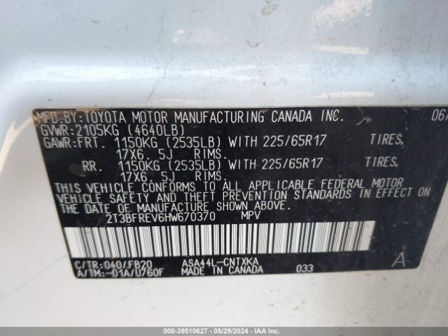 Photo 8 VIN: 2T3BFREV6HW670370 - TOYOTA RAV4 