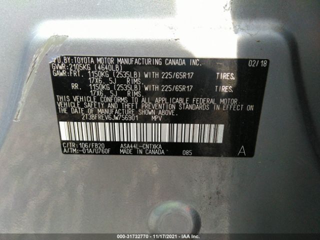 Photo 8 VIN: 2T3BFREV6JW756901 - TOYOTA RAV4 