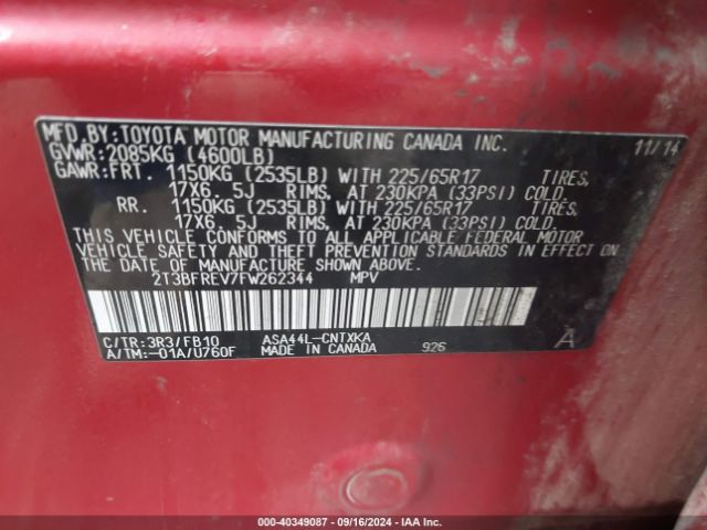 Photo 8 VIN: 2T3BFREV7FW262344 - TOYOTA RAV4 