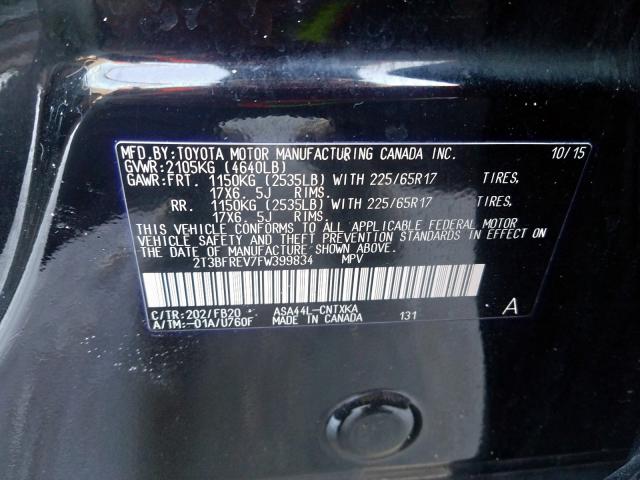 Photo 9 VIN: 2T3BFREV7FW399834 - TOYOTA RAV4 LE 