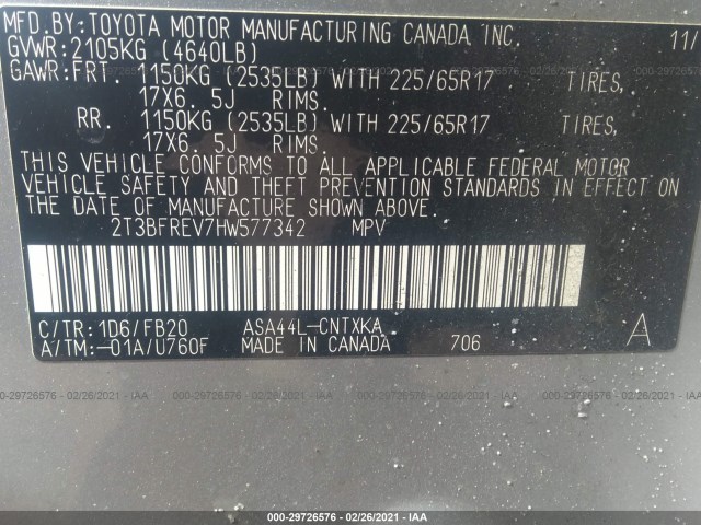 Photo 8 VIN: 2T3BFREV7HW577342 - TOYOTA RAV4 