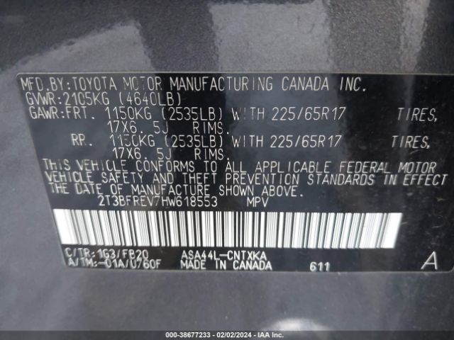 Photo 8 VIN: 2T3BFREV7HW618553 - TOYOTA RAV4 