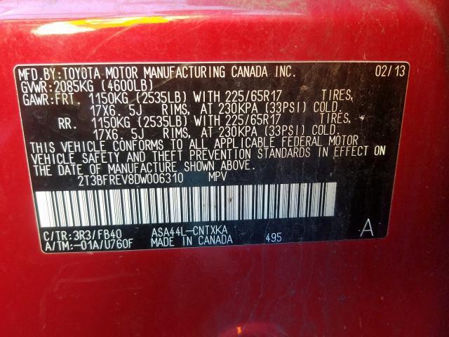 Photo 9 VIN: 2T3BFREV8DW006310 - TOYOTA RAV4 LE 