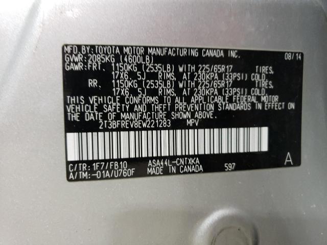 Photo 12 VIN: 2T3BFREV8EW221283 - TOYOTA RAV4 LE 