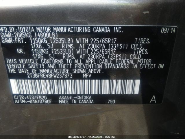 Photo 8 VIN: 2T3BFREV8FW237873 - TOYOTA RAV4 