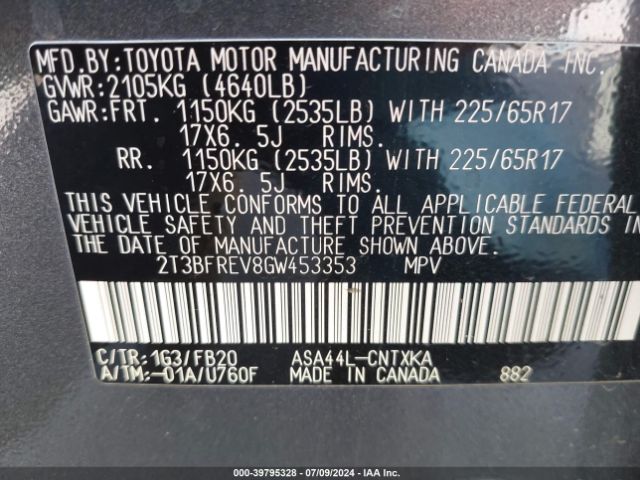 Photo 8 VIN: 2T3BFREV8GW453353 - TOYOTA RAV4 