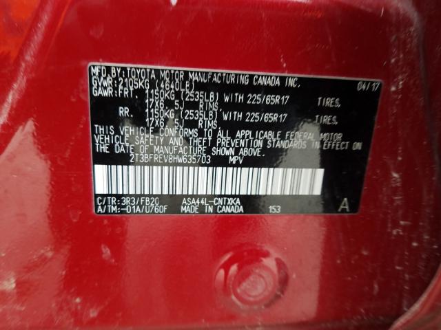 Photo 9 VIN: 2T3BFREV8HW635703 - TOYOTA RAV4 LE 