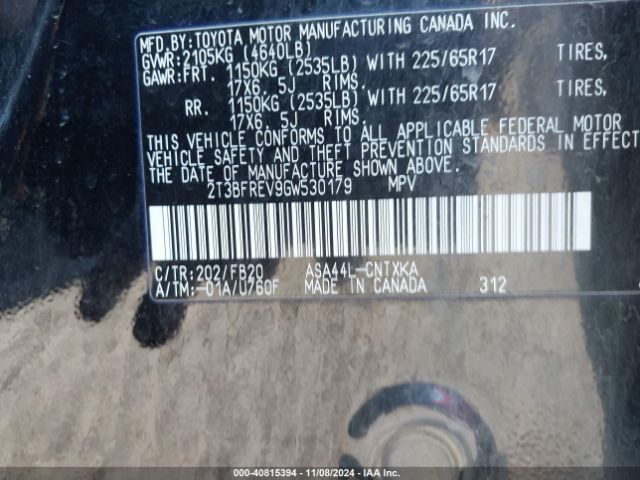 Photo 8 VIN: 2T3BFREV9GW530179 - TOYOTA RAV4 