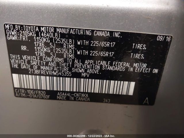 Photo 8 VIN: 2T3BFREVXHW545355 - TOYOTA RAV4 