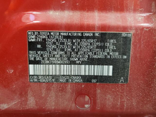 Photo 13 VIN: 2T3BK31V89W002893 - TOYOTA RAV4 LIMIT 