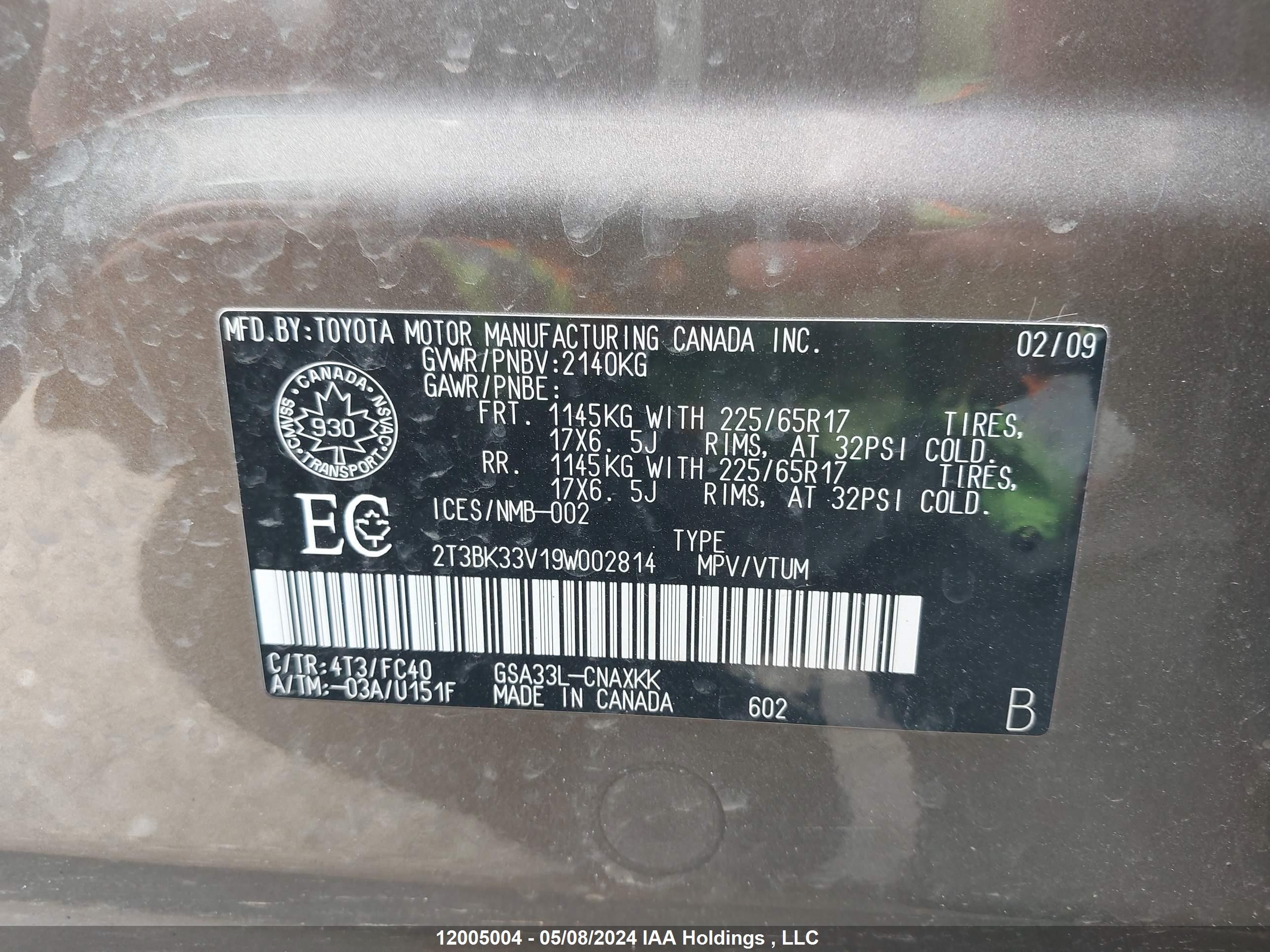 Photo 8 VIN: 2T3BK33V19W002814 - TOYOTA RAV 4 