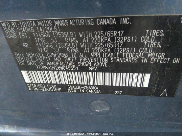 Photo 8 VIN: 2T3BK4DV2BW045651 - TOYOTA RAV4 