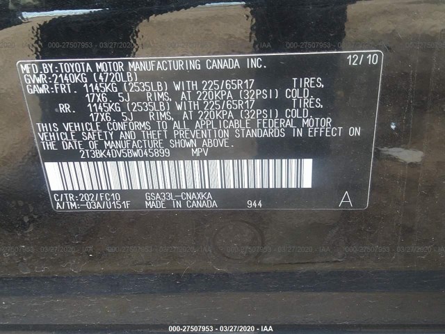 Photo 8 VIN: 2T3BK4DV5BW045899 - TOYOTA RAV4 