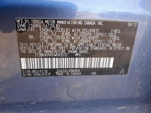 Photo 12 VIN: 2T3BK4DV6CW083532 - TOYOTA RAV4 