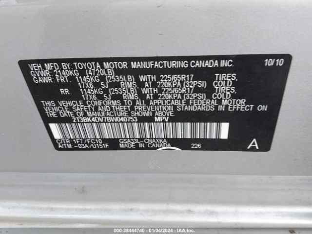 Photo 8 VIN: 2T3BK4DV7BW040753 - TOYOTA RAV4 