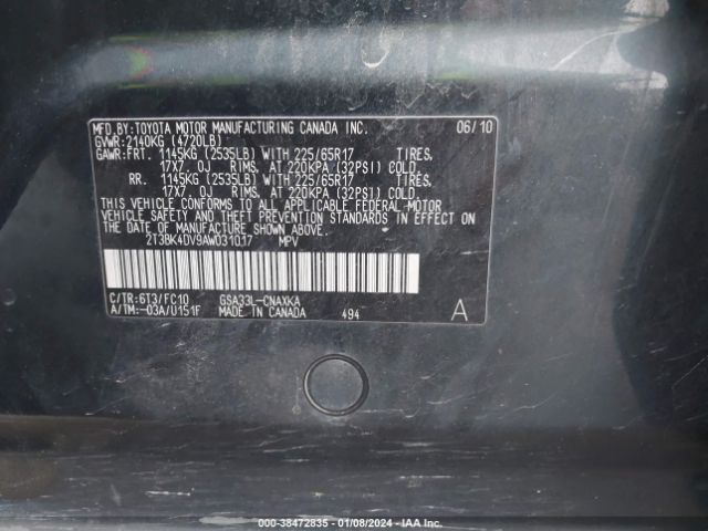 Photo 8 VIN: 2T3BK4DV9AW031017 - TOYOTA RAV4 