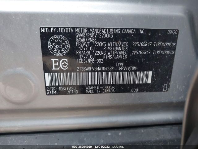 Photo 8 VIN: 2T3BWRFV3MW104238 - TOYOTA RAV4 HYBRID 