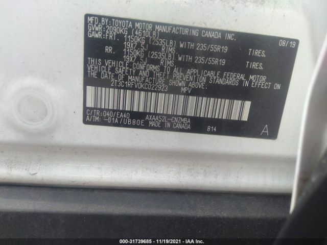 Photo 8 VIN: 2T3C1RFV0KC022923 - TOYOTA RAV4 