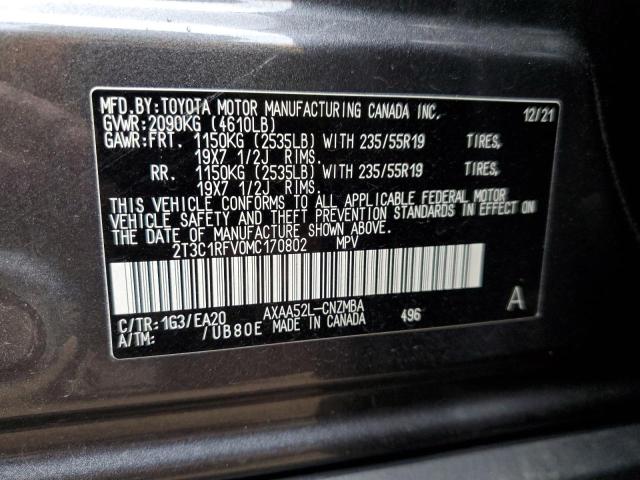 Photo 12 VIN: 2T3C1RFV0MC170802 - TOYOTA RAV4 XLE P 