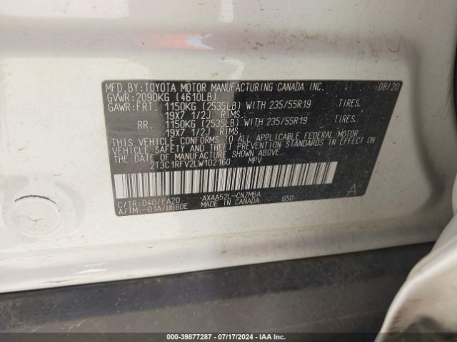 Photo 8 VIN: 2T3C1RFV2LW102160 - TOYOTA RAV4 