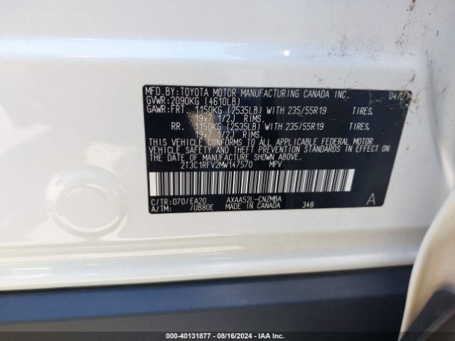 Photo 8 VIN: 2T3C1RFV2MW147570 - TOYOTA RAV4 