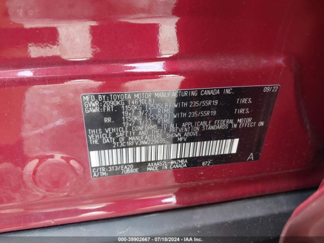 Photo 8 VIN: 2T3C1RFV3NW229695 - TOYOTA RAV4 