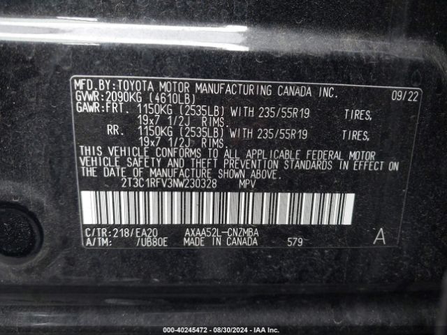 Photo 8 VIN: 2T3C1RFV3NW230328 - TOYOTA RAV4 XLE P 