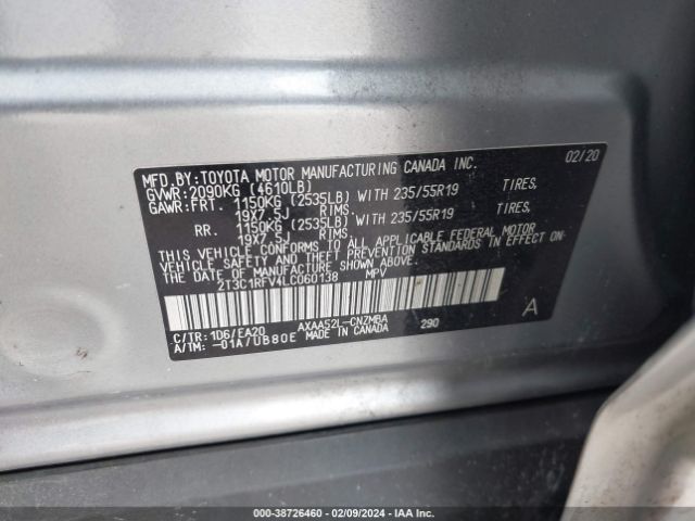 Photo 8 VIN: 2T3C1RFV4LC060138 - TOYOTA RAV4 