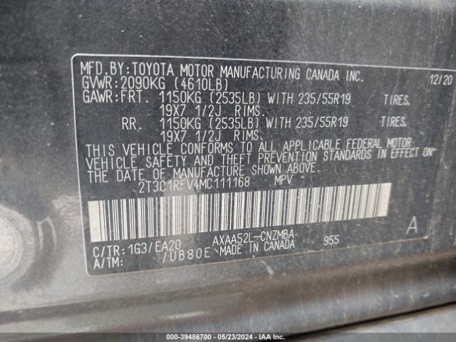 Photo 8 VIN: 2T3C1RFV4MC111168 - TOYOTA RAV4 