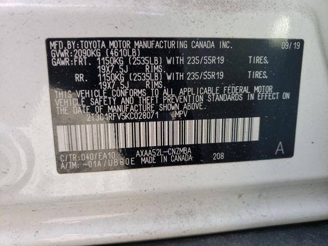 Photo 12 VIN: 2T3C1RFV5KC028071 - TOYOTA RAV4 XLE P 