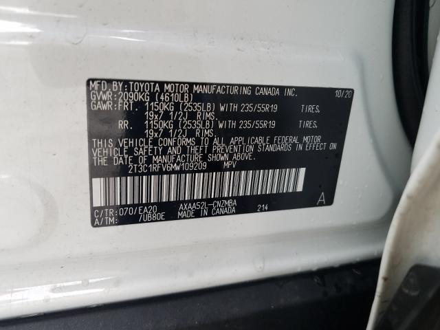 Photo 9 VIN: 2T3C1RFV6MW109209 - TOYOTA RAV4 XLE P 