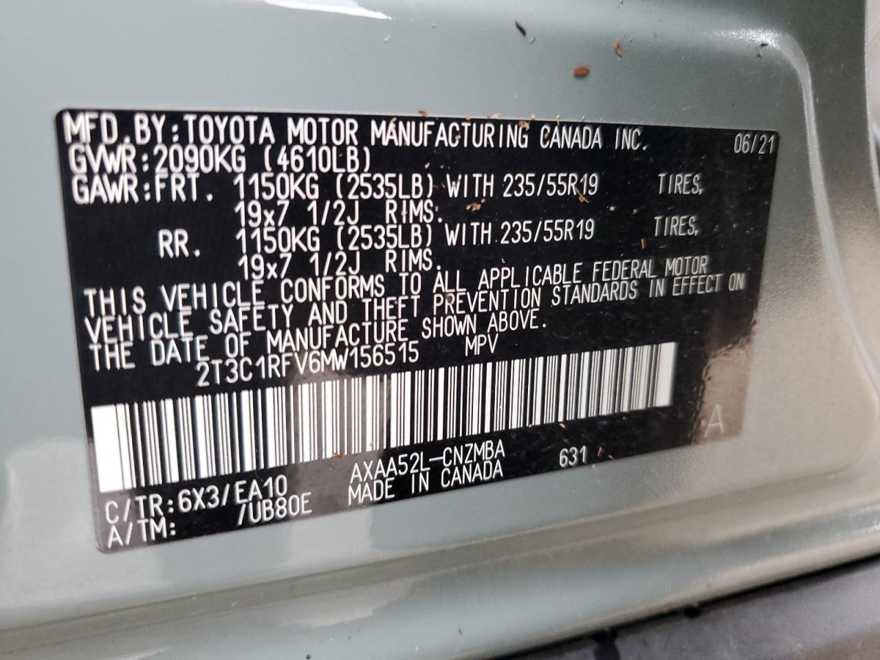 Photo 12 VIN: 2T3C1RFV6MW156515 - TOYOTA RAV 4 