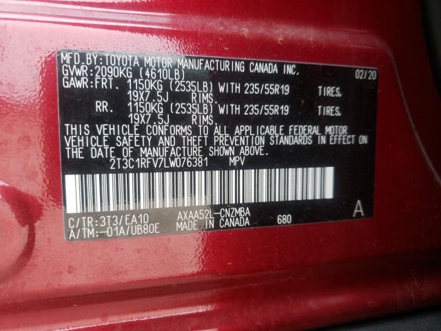 Photo 9 VIN: 2T3C1RFV7LW076381 - TOYOTA RAV4 XLE P 